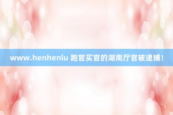 www.henhenlu 跑官买官的湖南厅官被逮捕！
