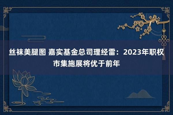 丝袜美腿图 嘉实基金总司理经雷：2023年职权市集施展将优于前年