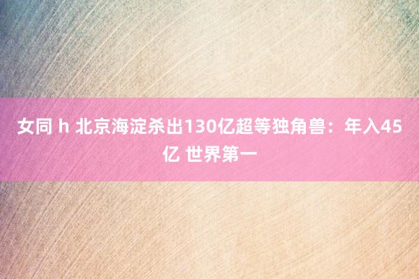 女同 h 北京海淀杀出130亿超等独角兽：年入45亿 世界第一