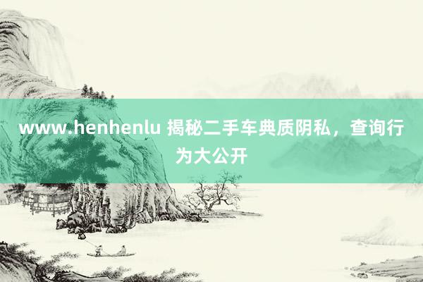 www.henhenlu 揭秘二手车典质阴私，查询行为大公开