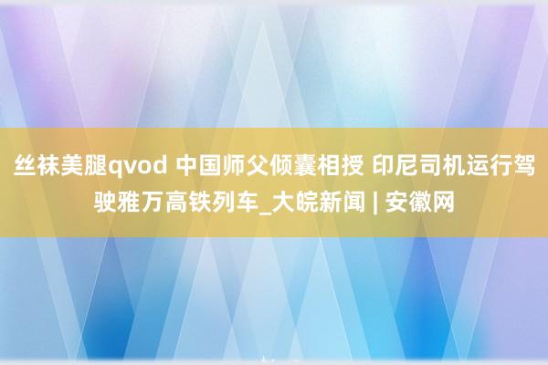 丝袜美腿qvod 中国师父倾囊相授 印尼司机运行驾驶雅万高铁列车_大皖新闻 | 安徽网