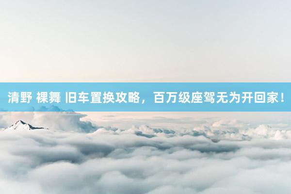 清野 裸舞 旧车置换攻略，百万级座驾无为开回家！