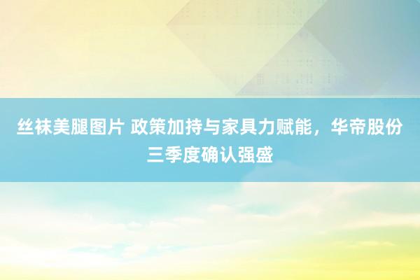 丝袜美腿图片 政策加持与家具力赋能，华帝股份三季度确认强盛