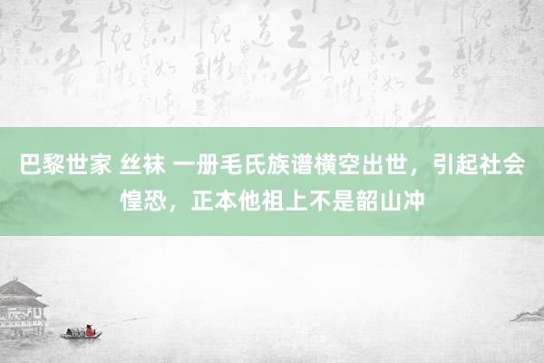 巴黎世家 丝袜 一册毛氏族谱横空出世，引起社会惶恐，正本他祖上不是韶山冲