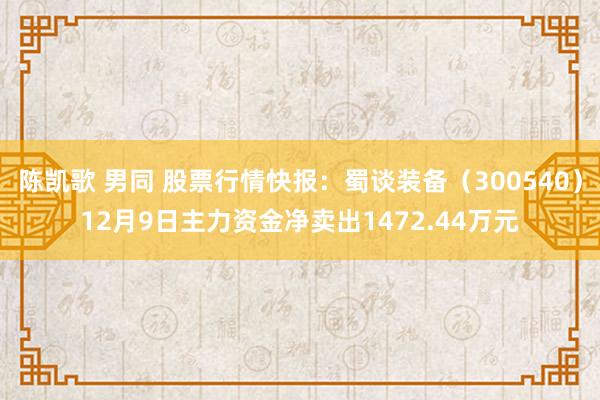 陈凯歌 男同 股票行情快报：蜀谈装备（300540）12月9日主力资金净卖出1472.44万元