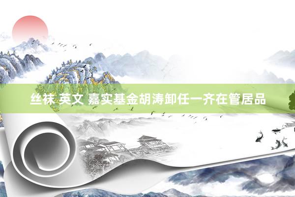 丝袜 英文 嘉实基金胡涛卸任一齐在管居品