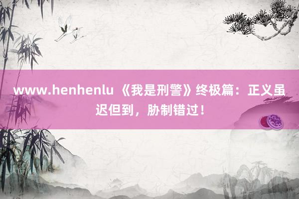 www.henhenlu 《我是刑警》终极篇：正义虽迟但到，胁制错过！