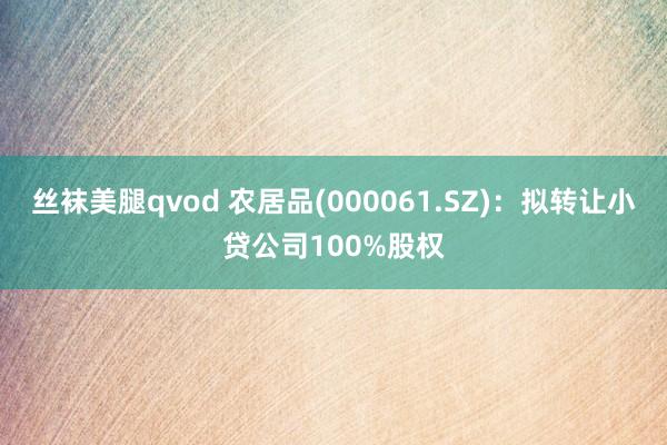 丝袜美腿qvod 农居品(000061.SZ)：拟转让小贷公司100%股权