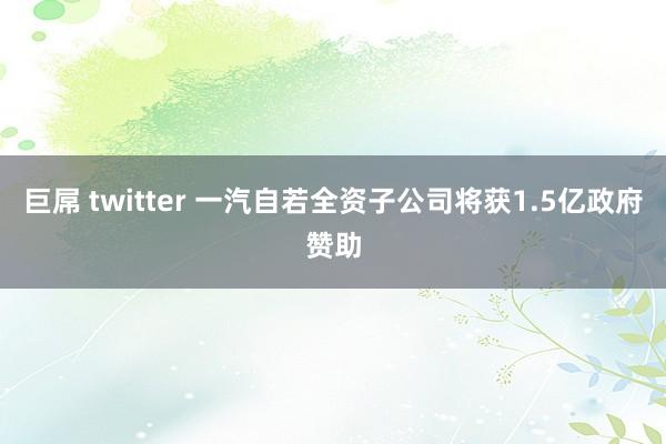 巨屌 twitter 一汽自若全资子公司将获1.5亿政府赞助