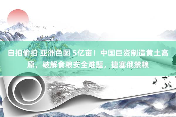 自拍偷拍 亚洲色图 5亿亩！中国巨资制造黄土高原，破解食粮安全难题，搪塞俄禁粮