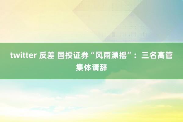 twitter 反差 国投证券“风雨漂摇”：三名高管集体请辞