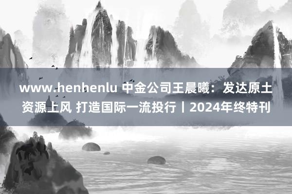 www.henhenlu 中金公司王晨曦：发达原土资源上风 打造国际一流投行丨2024年终特刊
