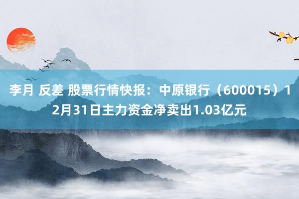 李月 反差 股票行情快报：中原银行（600015）12月31日主力资金净卖出1.03亿元