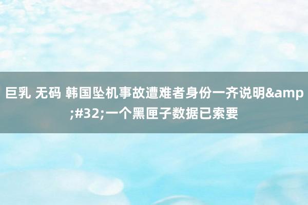 巨乳 无码 韩国坠机事故遭难者身份一齐说明&#32;一个黑匣子数据已索要