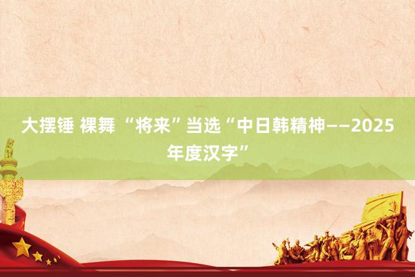 大摆锤 裸舞 “将来”当选“中日韩精神——2025年度汉字”