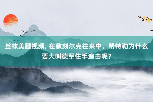 丝袜美腿视频， 在敦刻尔克往来中，希特勒为什么要大叫德军住手追击呢？