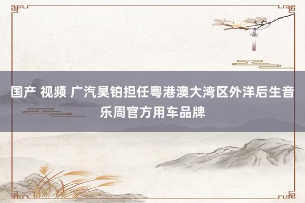 国产 视频 广汽昊铂担任粤港澳大湾区外洋后生音乐周官方用车品牌