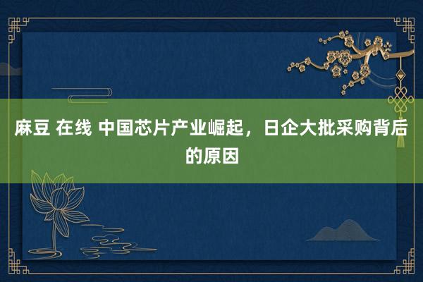 麻豆 在线 中国芯片产业崛起，日企大批采购背后的原因