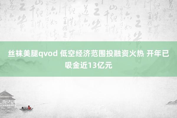 丝袜美腿qvod 低空经济范围投融资火热 开年已吸金近13亿元