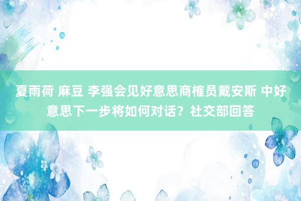 夏雨荷 麻豆 李强会见好意思商榷员戴安斯 中好意思下一步将如何对话？社交部回答