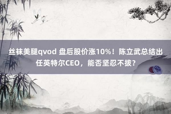 丝袜美腿qvod 盘后股价涨10%！陈立武总结出任英特尔CEO，能否坚忍不拔？