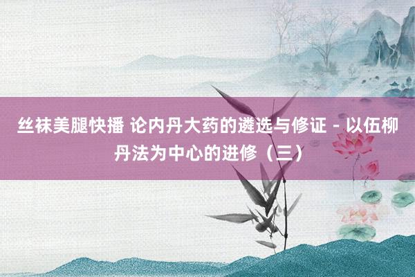 丝袜美腿快播 论内丹大药的遴选与修证－以伍柳丹法为中心的进修（三）