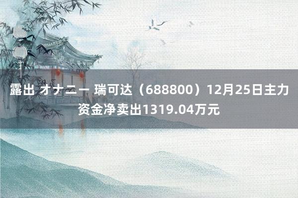 露出 オナニー 瑞可达（688800）12月25日主力资金净卖出1319.04万元