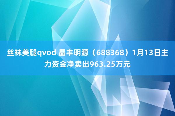 丝袜美腿qvod 晶丰明源（688368）1月13日主力资金净卖出963.25万元