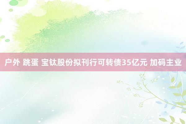 户外 跳蛋 宝钛股份拟刊行可转债35亿元 加码主业
