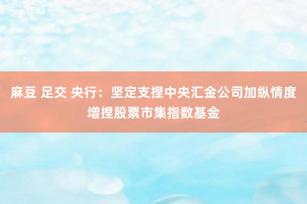 麻豆 足交 央行：坚定支捏中央汇金公司加纵情度增捏股票市集指数基金