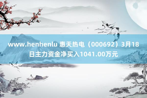www.henhenlu 惠天热电（000692）3月18日主力资金净买入1041.00万元