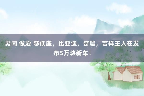 男同 做爱 够低廉，比亚迪，奇瑞，吉祥王人在发布5万块新车！