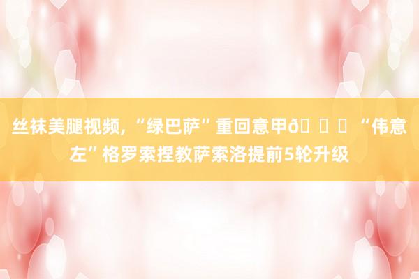 丝袜美腿视频， “绿巴萨”重回意甲👏“伟意左”格罗索捏教萨索洛提前5轮升级